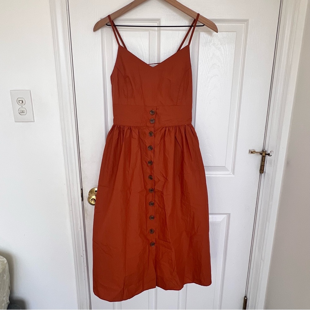 Pinkyotto Spaghetti Strap Orange Midi Dress